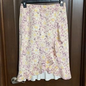 Anthropologie Floral RufflePencil Skirt NWT